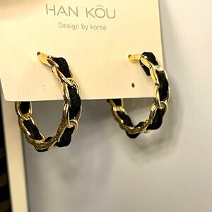 Luxury Style Gold and Black Hoop Earrings